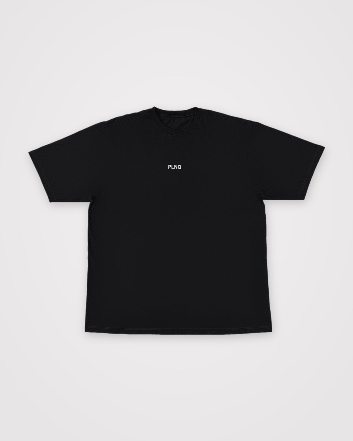 .ZERO Oversized Tee in black, front view with a small PLNQ print on the chest